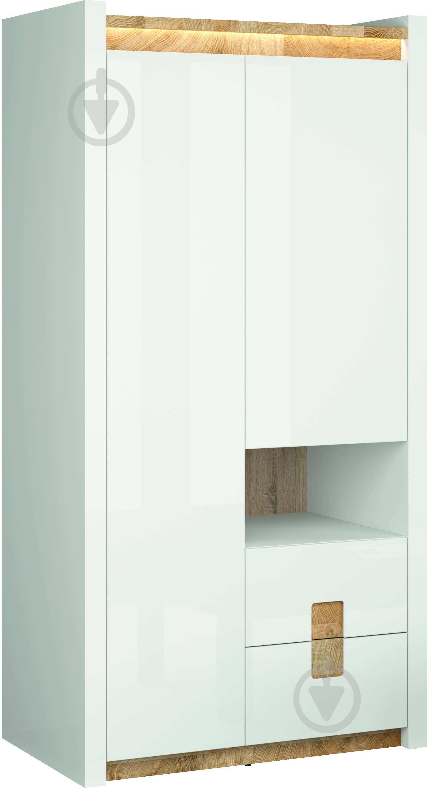 Шкаф BRW Alameda 2010х1020х600 мм белый глянец/ дуб вестминстер (S420-SZF2D2S-BIP/DWM/BIP) - фото 2 Шкаф BRW Alameda 2010х1020х600 мм белый глянец/ дуб вестминстер (S420-SZF2D2S-BIP/DWM/BIP) - фото 2