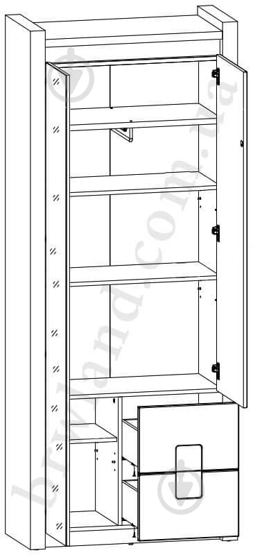 Шкаф BRW Alameda 2015х820х370 мм белый глянец / дуб вестминстер / (S420-REG1D1M2S-BIP/DWM/BIP) - фото 3