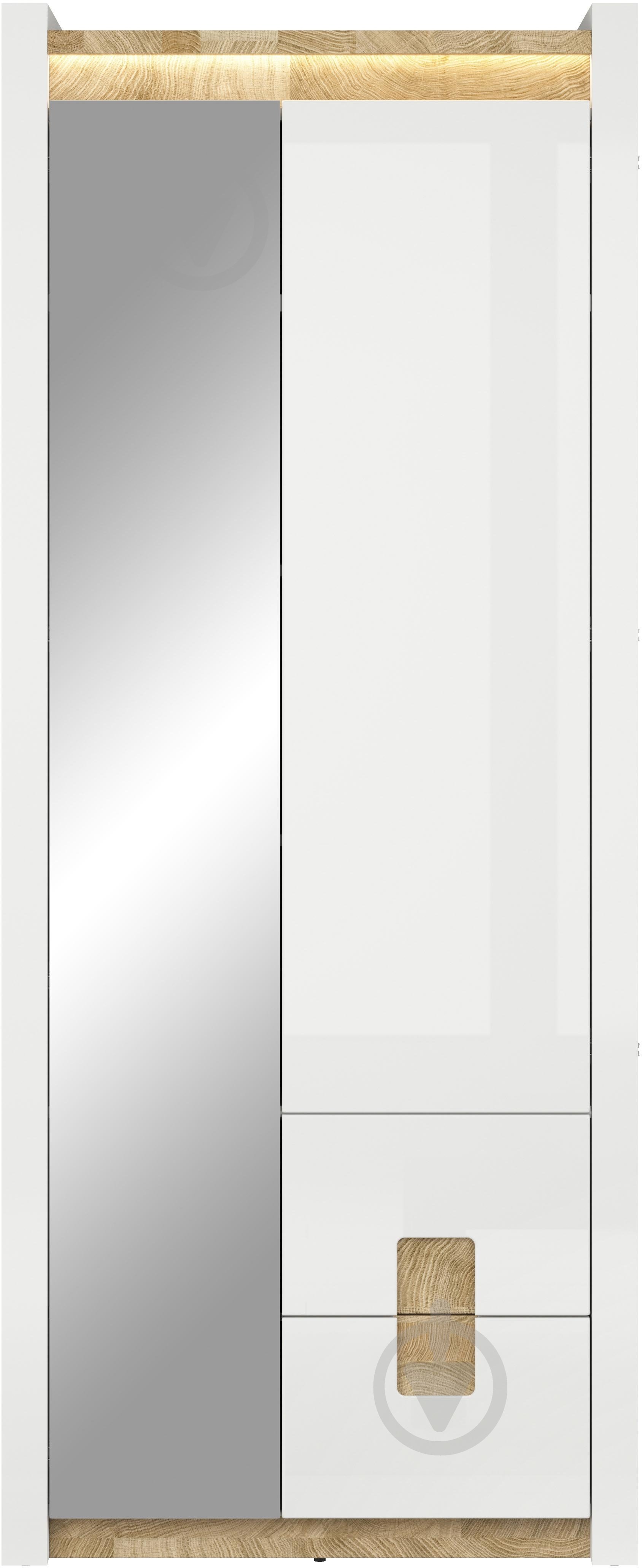 Шкаф BRW Alameda 2015х820х370 мм белый глянец / дуб вестминстер / (S420-REG1D1M2S-BIP/DWM/BIP) - фото 1