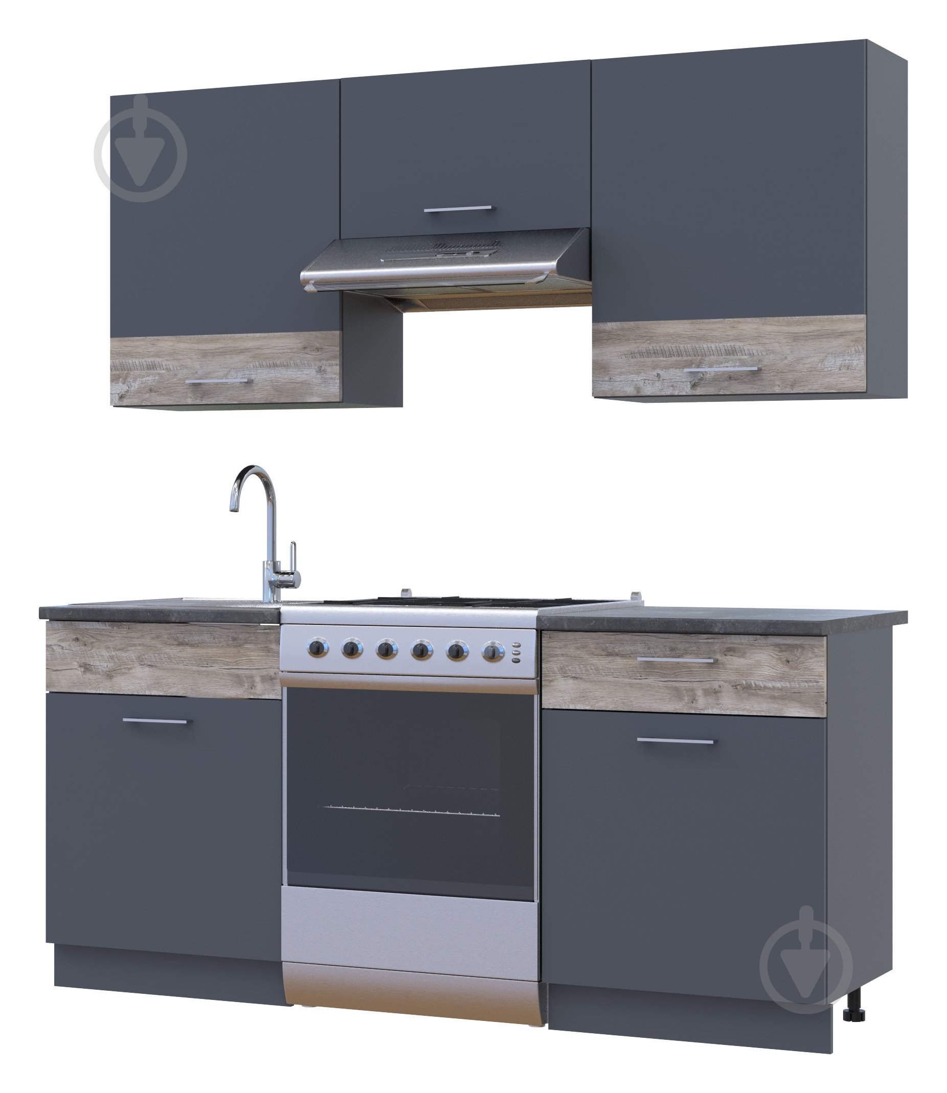 Кухня Doros Лея 1.8 м ДСП 1,8×1,8м графит/графит - фото 1 Кухня Doros Лея 1.8 м ДСП 1,8×1,8м графит/графит - фото 1