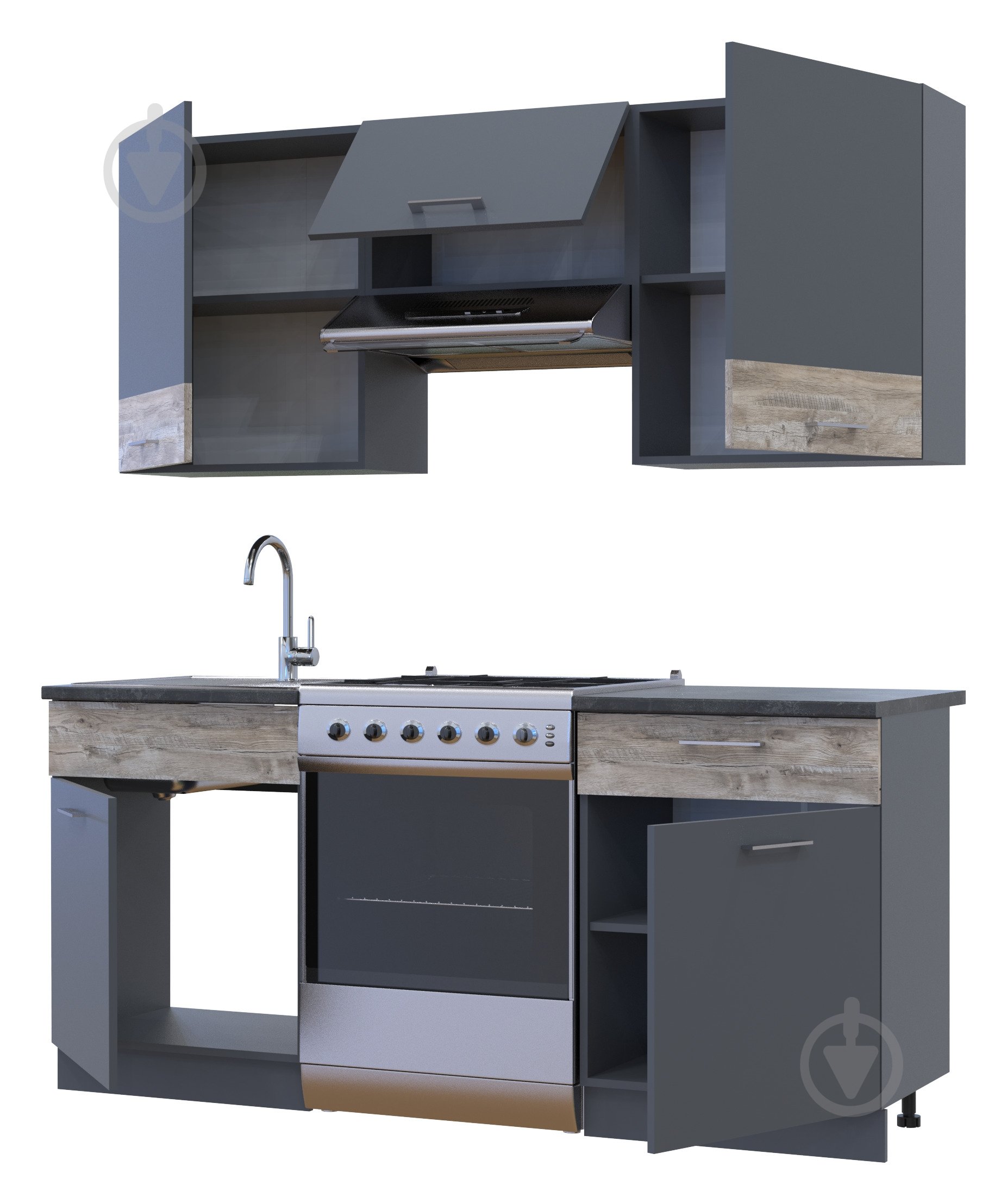 Кухня Doros Лея 1.8 м ДСП 1,8×1,8м графит/графит - фото 2 Кухня Doros Лея 1.8 м ДСП 1,8×1,8м графит/графит - фото 2