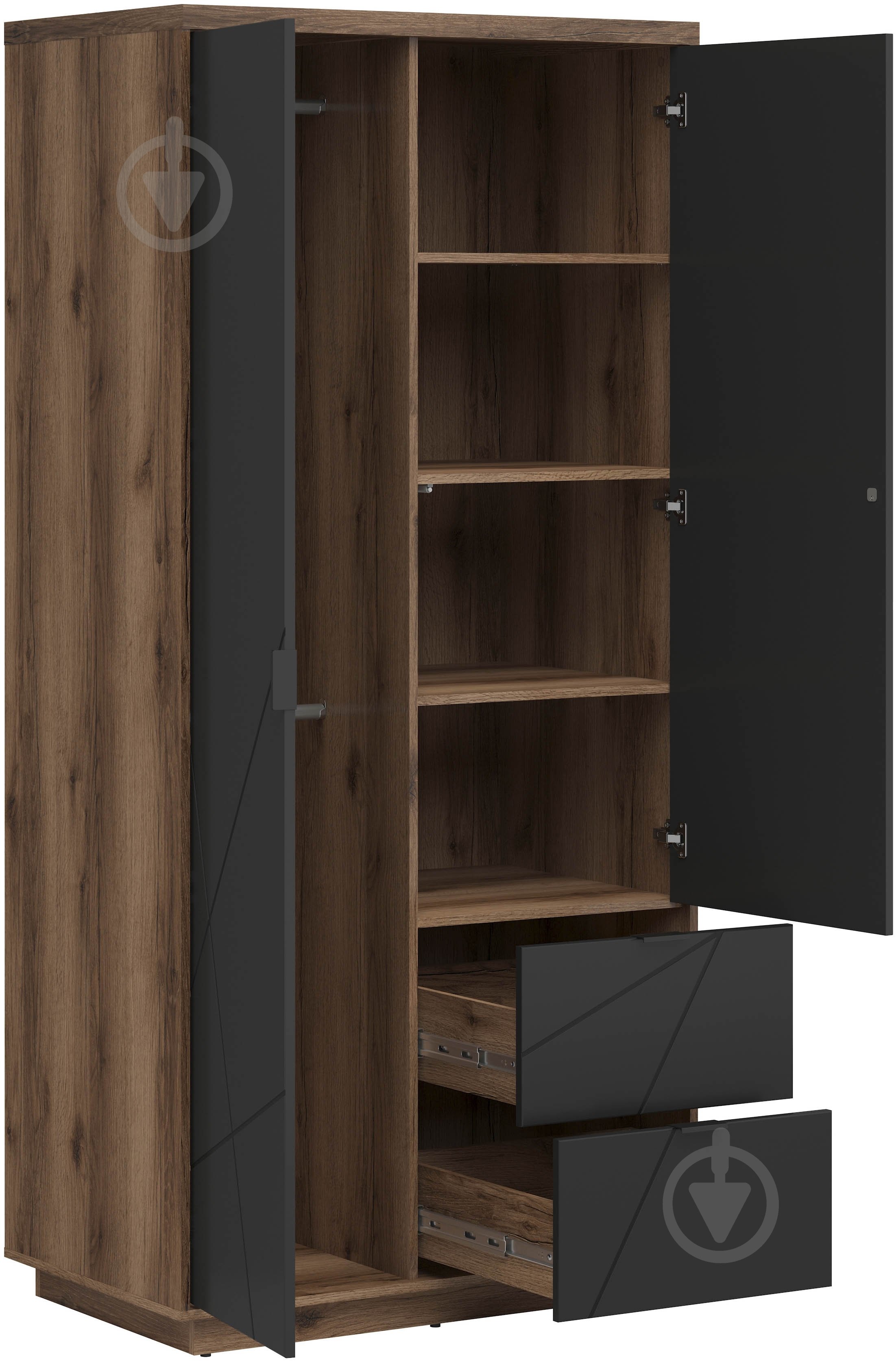 Шафа BRW Forn 2005х940х565 мм дуб делано/ чорний матовий (S471-SZF2D2S-DDC/CAM) - фото 3 Шафа BRW Forn 2005х940х565 мм дуб делано/ чорний матовий (S471-SZF2D2S-DDC/CAM) - фото 3