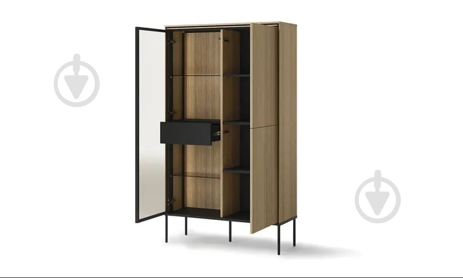 Витрина FRISCO Виссо 3д 1580х910х340 мм черный / дуб - фото 2 Витрина FRISCO Виссо 3д 1580х910х340 мм черный / дуб - фото 2