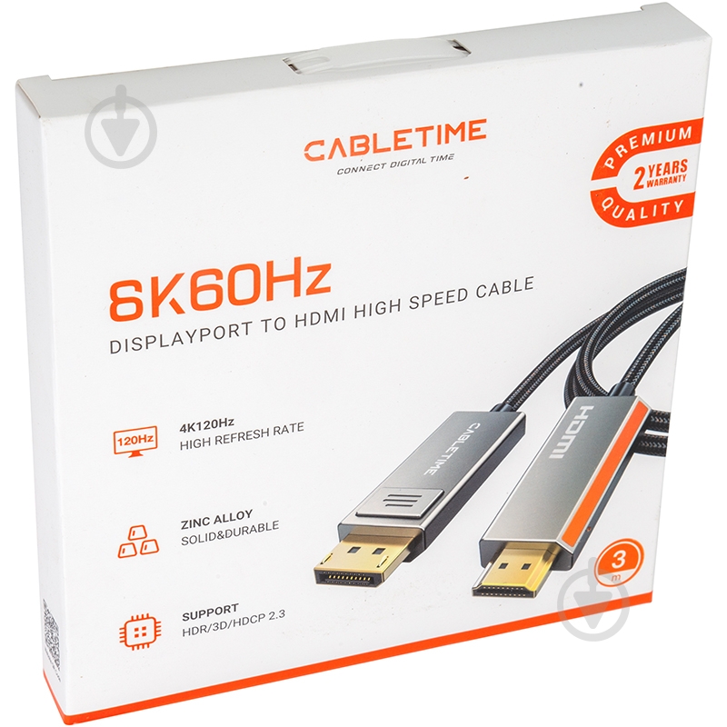 Кабель CableTime DisplayPort - HDMI, 8K, V2.1 3 м black (CA914081) - фото 5 Кабель CableTime DisplayPort - HDMI, 8K, V2.1 3 м black (CA914081) - фото 5