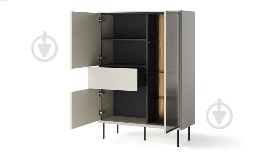 Вітрина FRISCO Епіро 2д1ш1в 1400х990х410 мм чорний / кашемір - фото 2 Вітрина FRISCO Епіро 2д1ш1в 1400х990х410 мм чорний / кашемір - фото 2