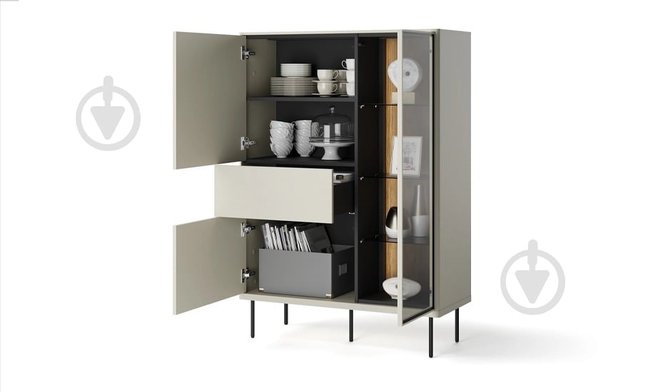 Вітрина FRISCO Епіро 2д1ш1в 1400х990х410 мм чорний / кашемір - фото 3 Вітрина FRISCO Епіро 2д1ш1в 1400х990х410 мм чорний / кашемір - фото 3