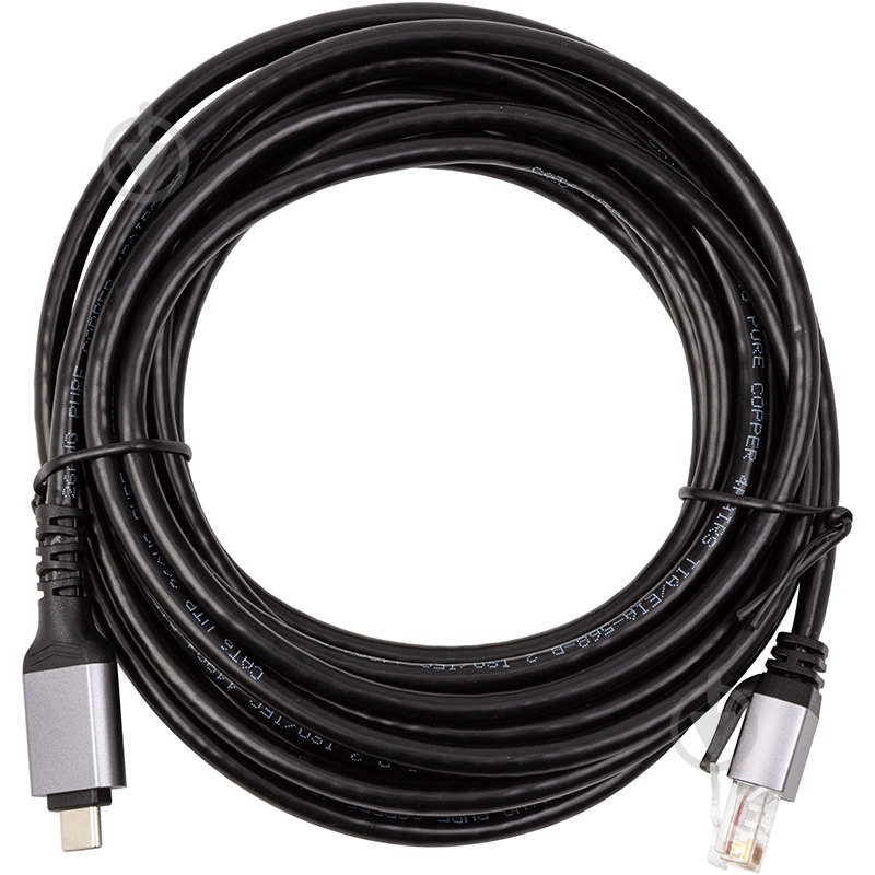 Кабель PowerPlant USB Type-C — RJ45 5 м black (CA914944) - фото 1 Кабель PowerPlant USB Type-C — RJ45 5 м black (CA914944) - фото 1