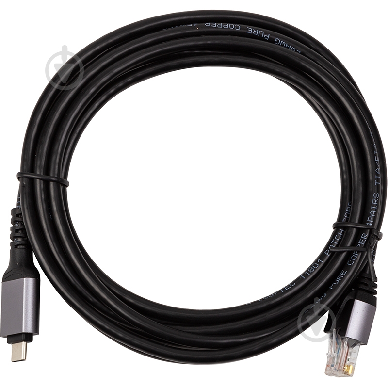 Кабель PowerPlant USB Type-C — RJ45 3 м black (CA914937) - фото 1