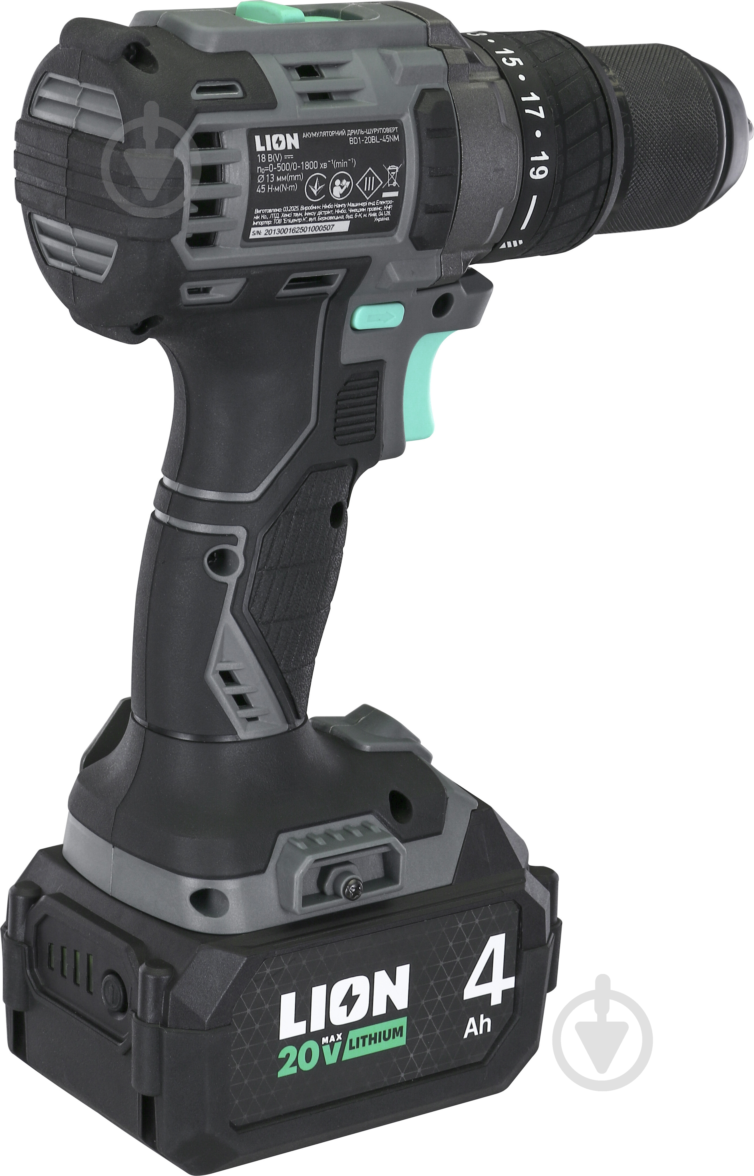 Шуруповерт аккумуляторный LION BD1-20BL-45NM-4A1-C - фото 6