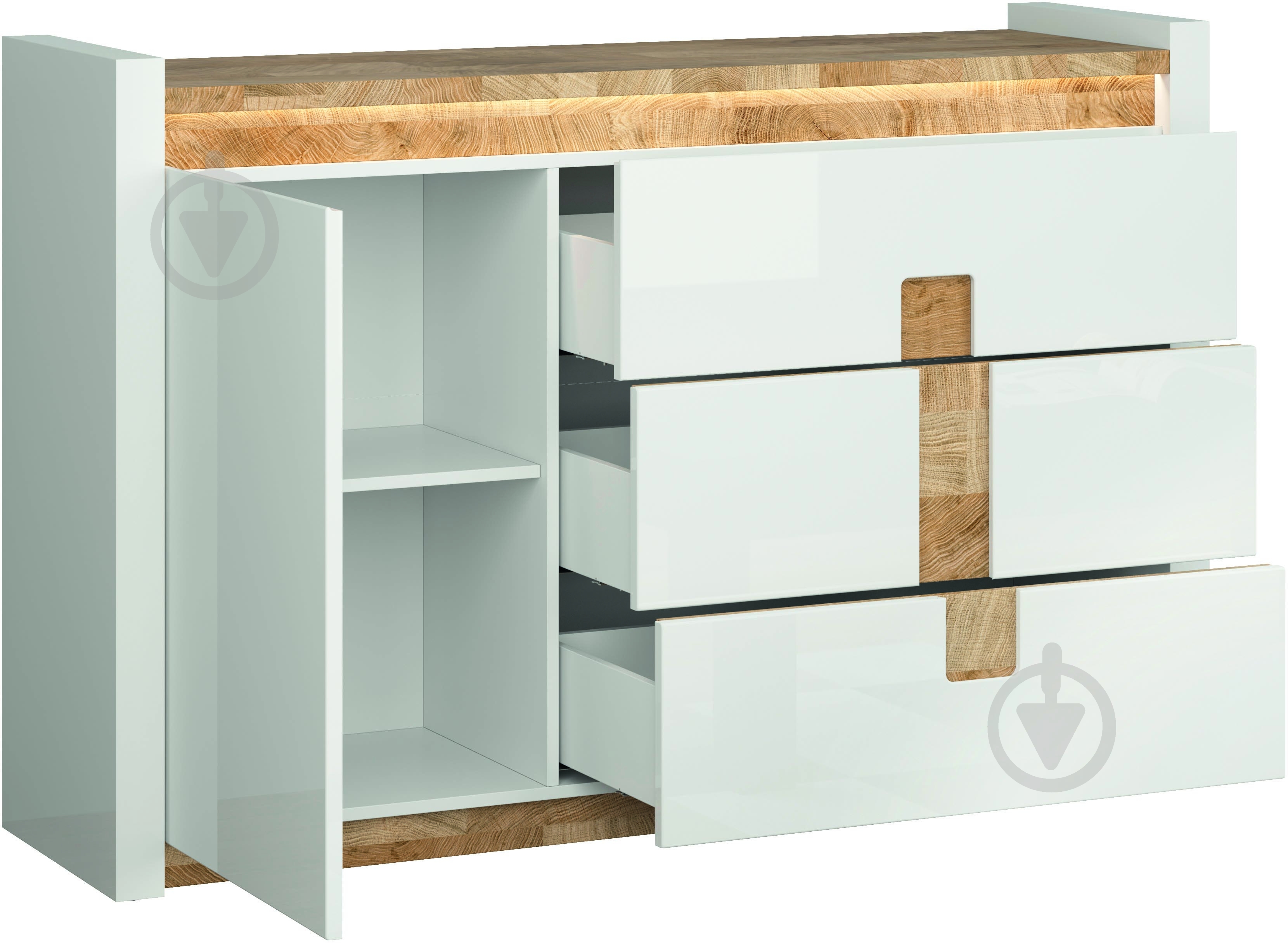 Комод BRW Alameda 1д3ш 1470x965x410 мм дуб вестминстер/белый глянец (S420-KOM1D3S-BIP/DWM/BIP ) - фото 3 Комод BRW Alameda 1д3ш 1470x965x410 мм дуб вестминстер/белый глянец (S420-KOM1D3S-BIP/DWM/BIP ) - фото 3