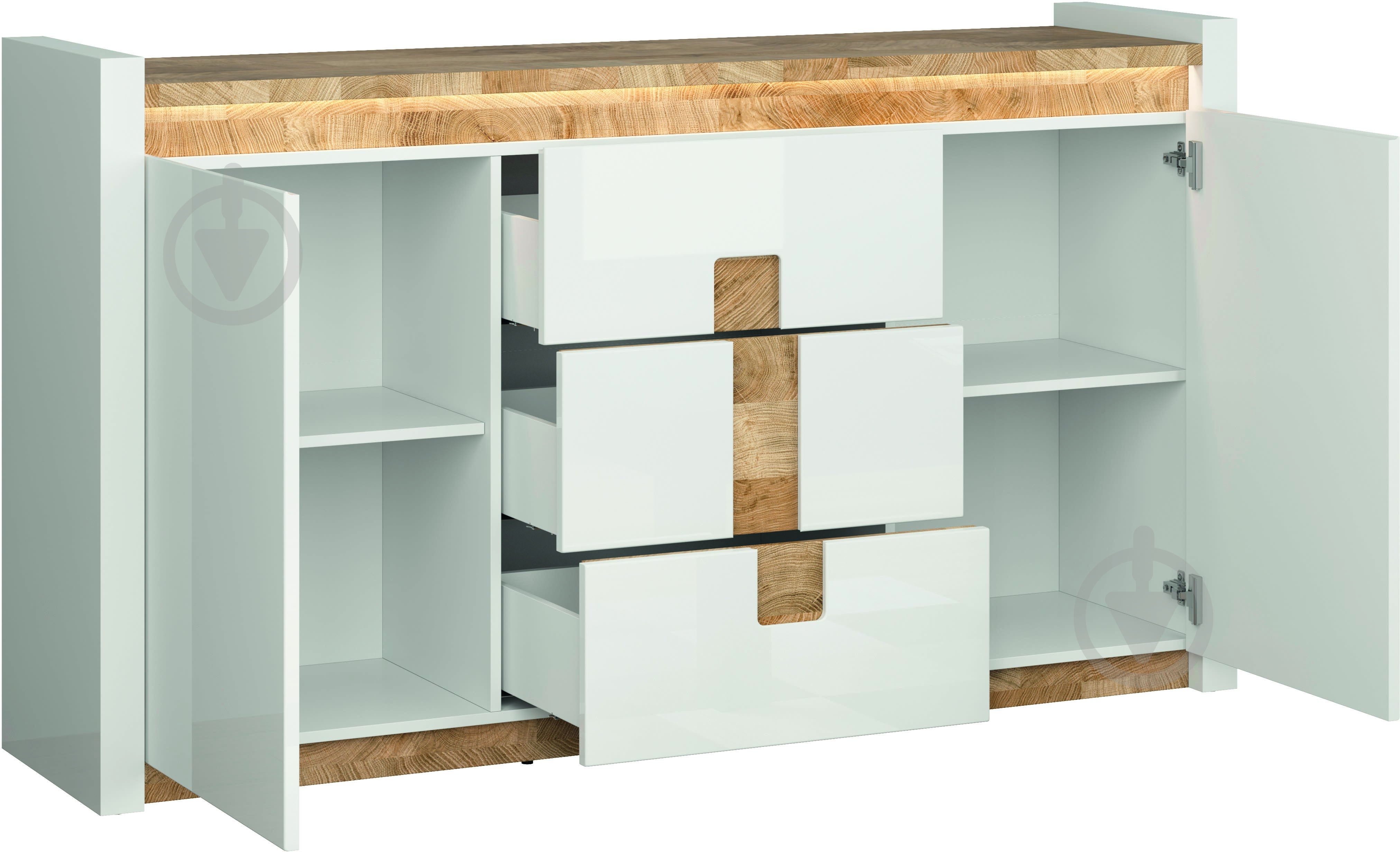 Комод BRW Alameda 2д3ш 1720x965x410 мм дуб вестмінстер/білий глянець (S420-KOM2D3S-BIP/DWM/BIP ) - фото 2 Комод BRW Alameda 2д3ш 1720x965x410 мм дуб вестмінстер/білий глянець (S420-KOM2D3S-BIP/DWM/BIP ) - фото 2