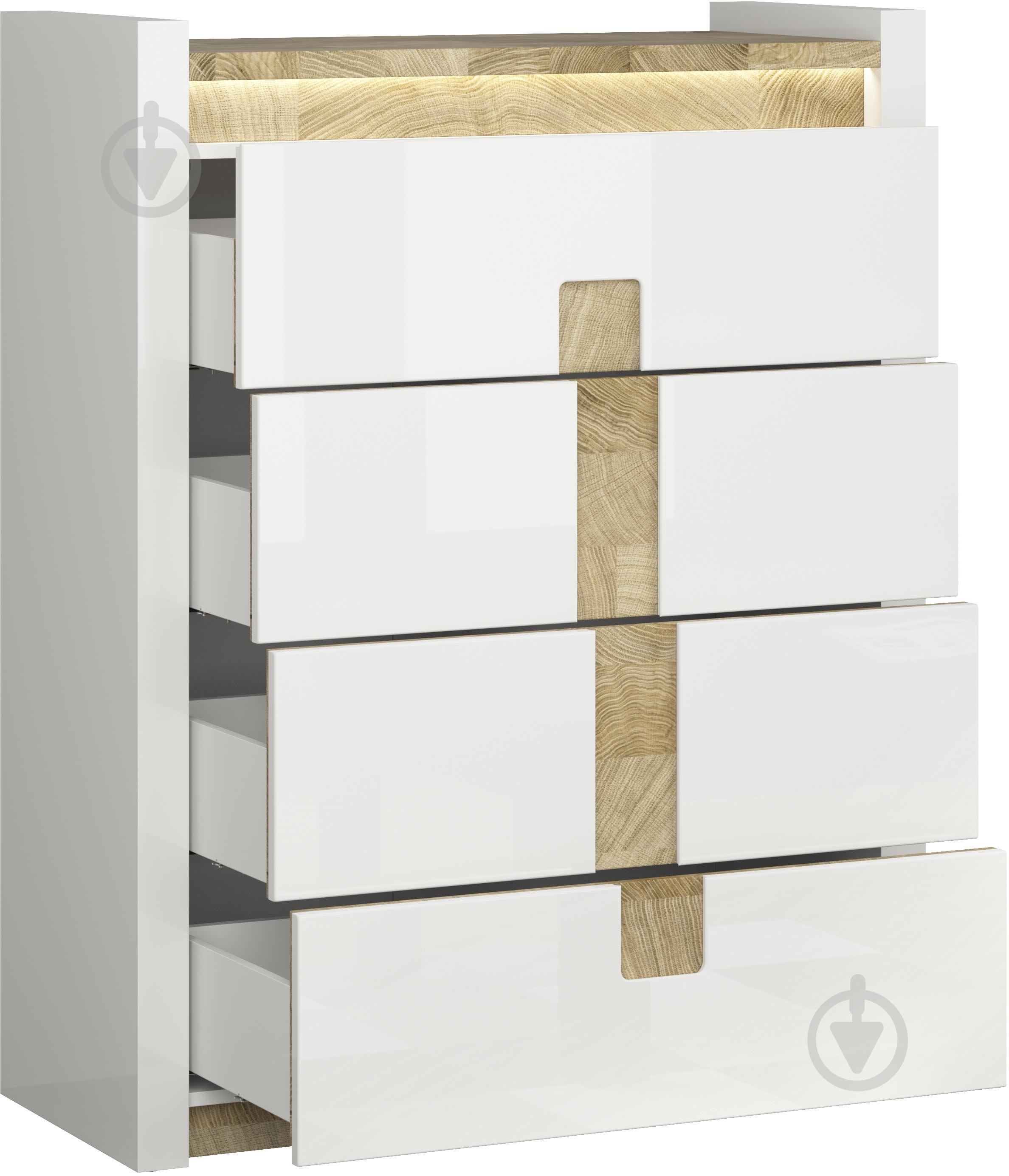 Комод BRW Alameda 4ш 1230x970x420 мм дуб вестмінстер/білий глянець (S420-KOM4S-BIP/DWM/BIP ) - фото 3 Комод BRW Alameda 4ш 1230x970x420 мм дуб вестмінстер/білий глянець (S420-KOM4S-BIP/DWM/BIP ) - фото 3