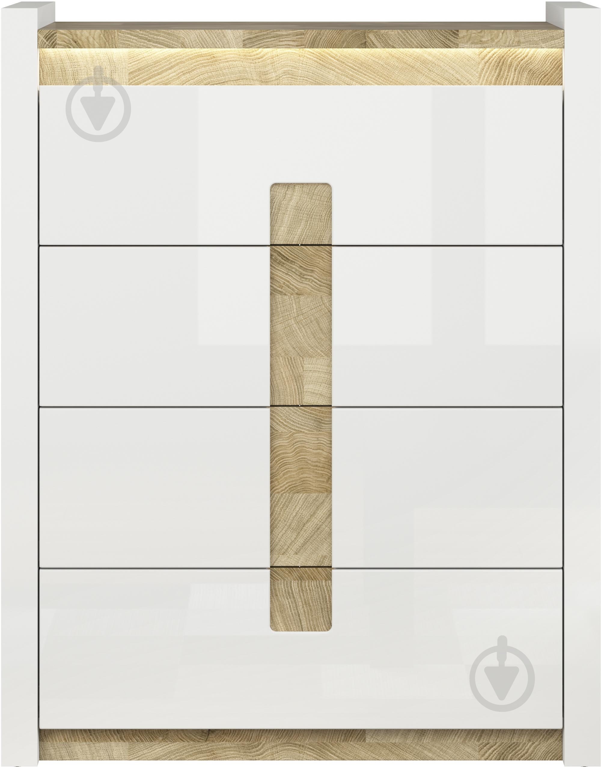 Комод BRW Alameda 4ш 1230x970x420 мм дуб вестмінстер/білий глянець (S420-KOM4S-BIP/DWM/BIP ) - фото 1 Комод BRW Alameda 4ш 1230x970x420 мм дуб вестмінстер/білий глянець (S420-KOM4S-BIP/DWM/BIP ) - фото 1