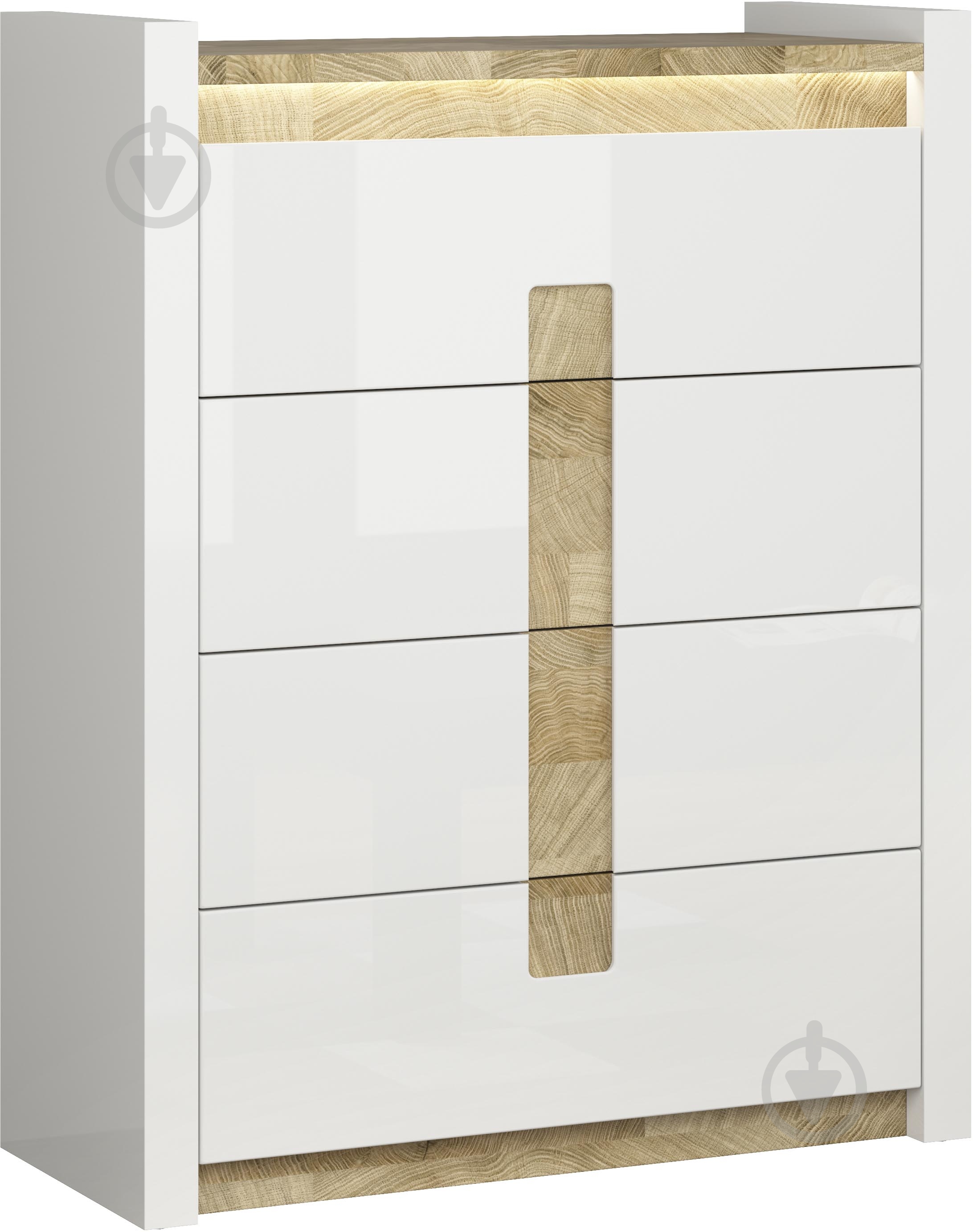 Комод BRW Alameda 4ш 1230x970x420 мм дуб вестмінстер/білий глянець (S420-KOM4S-BIP/DWM/BIP ) - фото 2 Комод BRW Alameda 4ш 1230x970x420 мм дуб вестмінстер/білий глянець (S420-KOM4S-BIP/DWM/BIP ) - фото 2