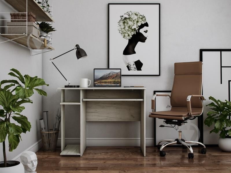 Стол Грейд компьютерный дуб крафт белый 750х950х600 мм дуб крафт белый/дуб крафт белый - фото 2