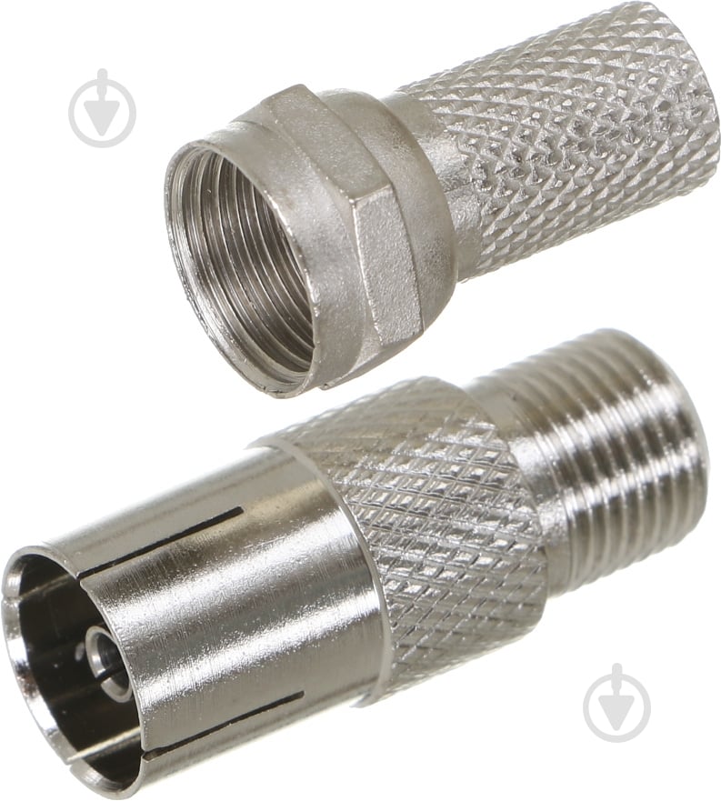 EUROSKY перехідник ТВ гніздо - F гніздо 1 шт. + конектор 1 шт. (комплект) срібний Гніздо ТВ - фото 2