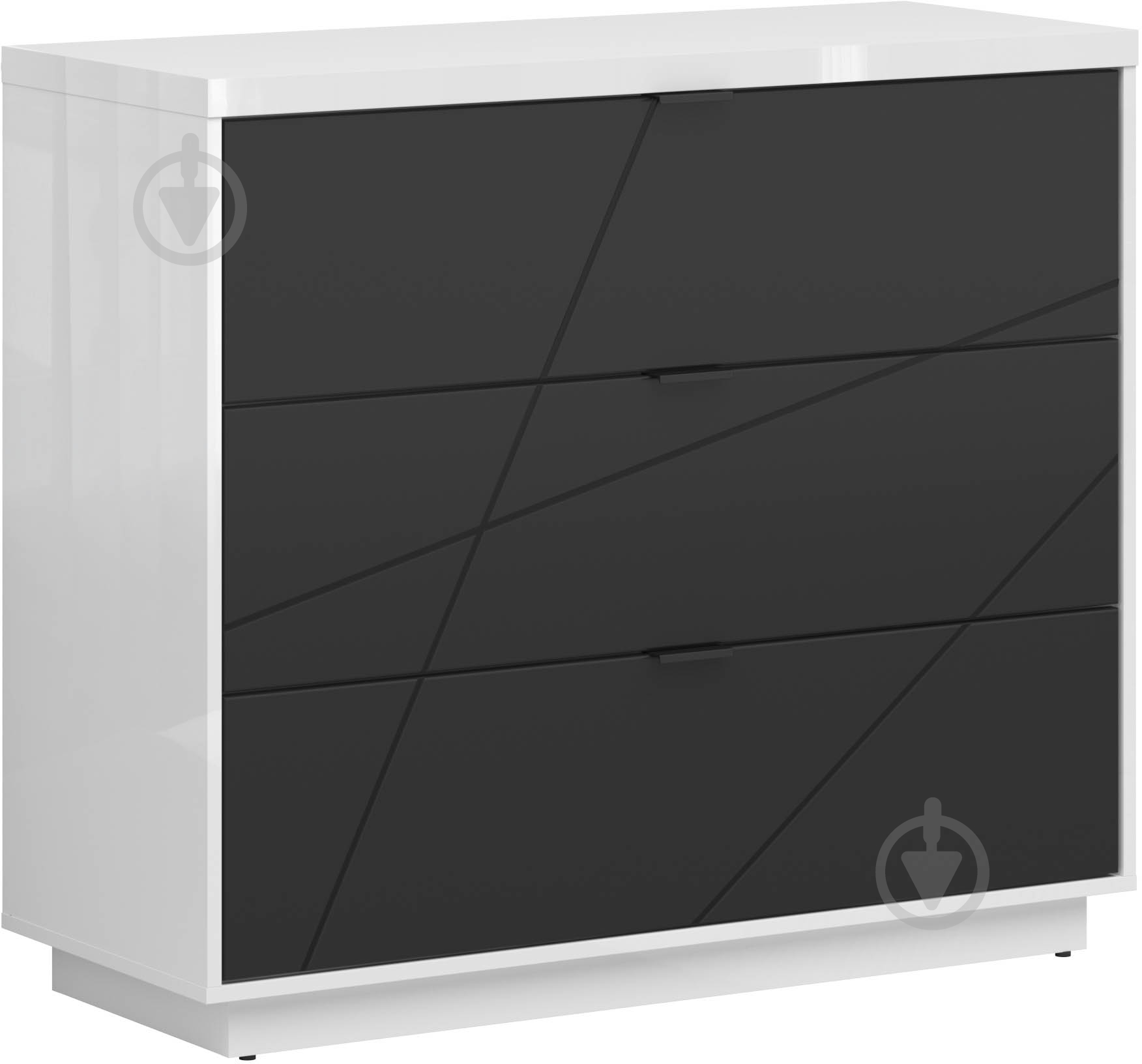 Комод BRW Forn 3ш 1060x930x425 мм белый глянец/черный матовый (S471-KOM3S-BIP/CAM ) - фото 2