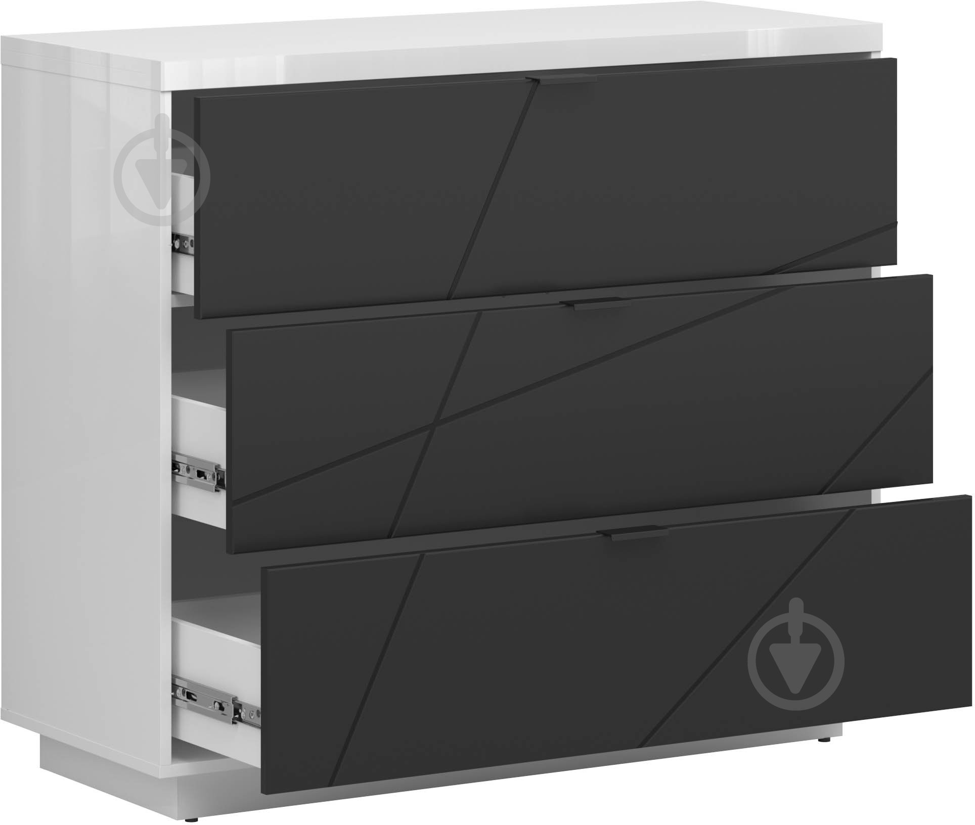 Комод BRW Forn 3ш 1060x930x425 мм белый глянец/черный матовый (S471-KOM3S-BIP/CAM ) - фото 3