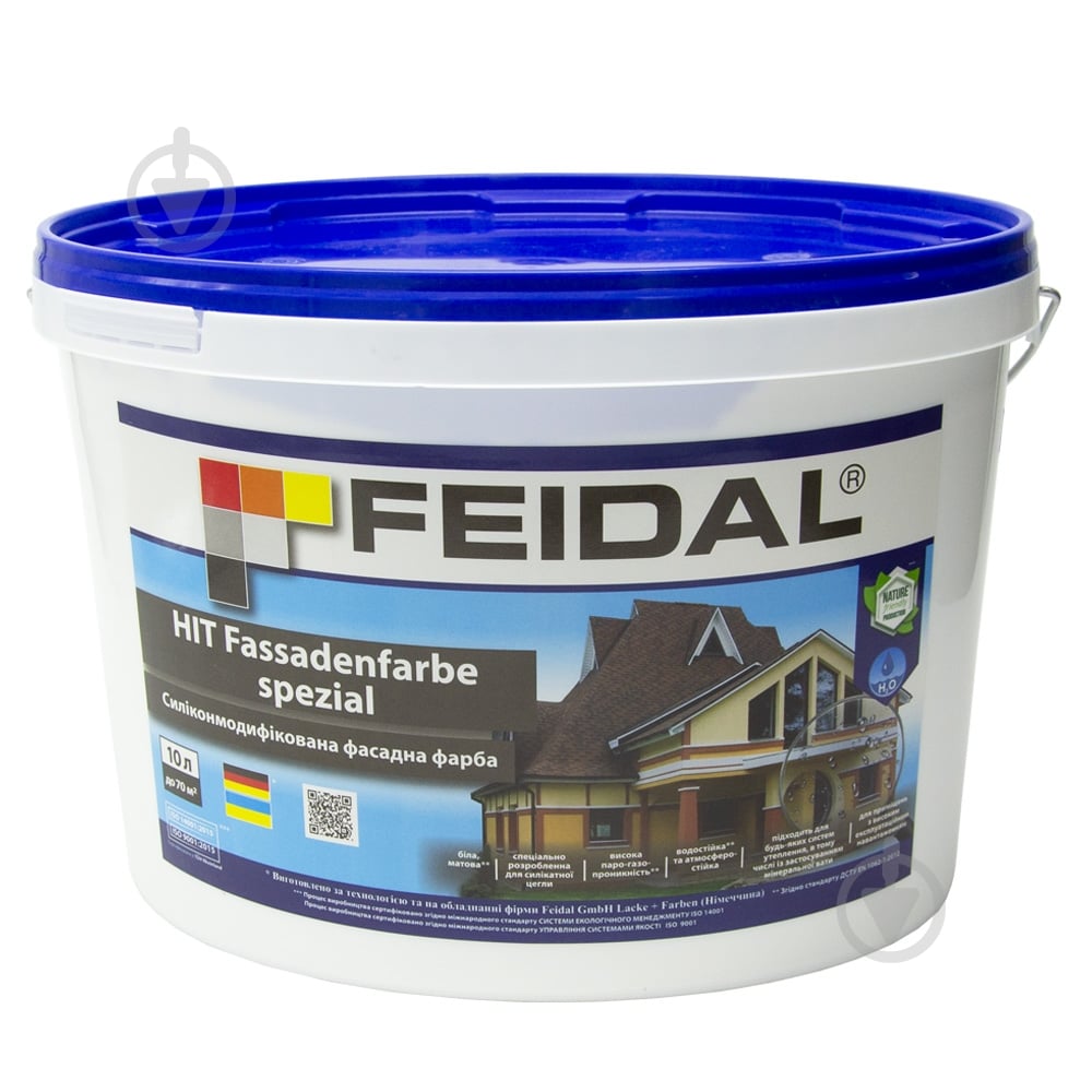 Краска cиликономодифицированная Feidal HIT Fassadenfarbe spezial мат белый 10 л - фото 1