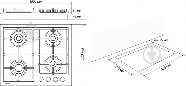 Варочная поверхность газовая Eleyus VITA BG CF - фото 17