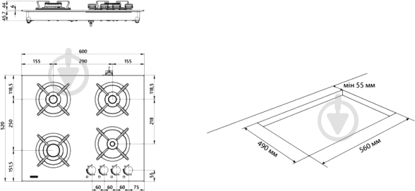 Варочная поверхность газовая Eleyus ASTRA BL C - фото 15