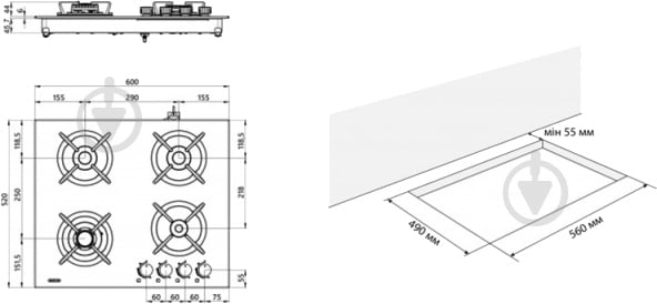 Варочная поверхность газовая Eleyus ASTRA BL CW - фото 9