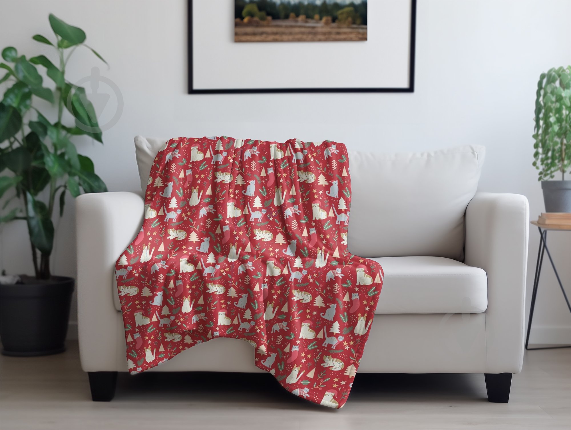 Плед флисовый Christmas Cats 160x200 см красный La Nuit - фото 3 Плед флисовый Christmas Cats 160x200 см красный La Nuit - фото 3