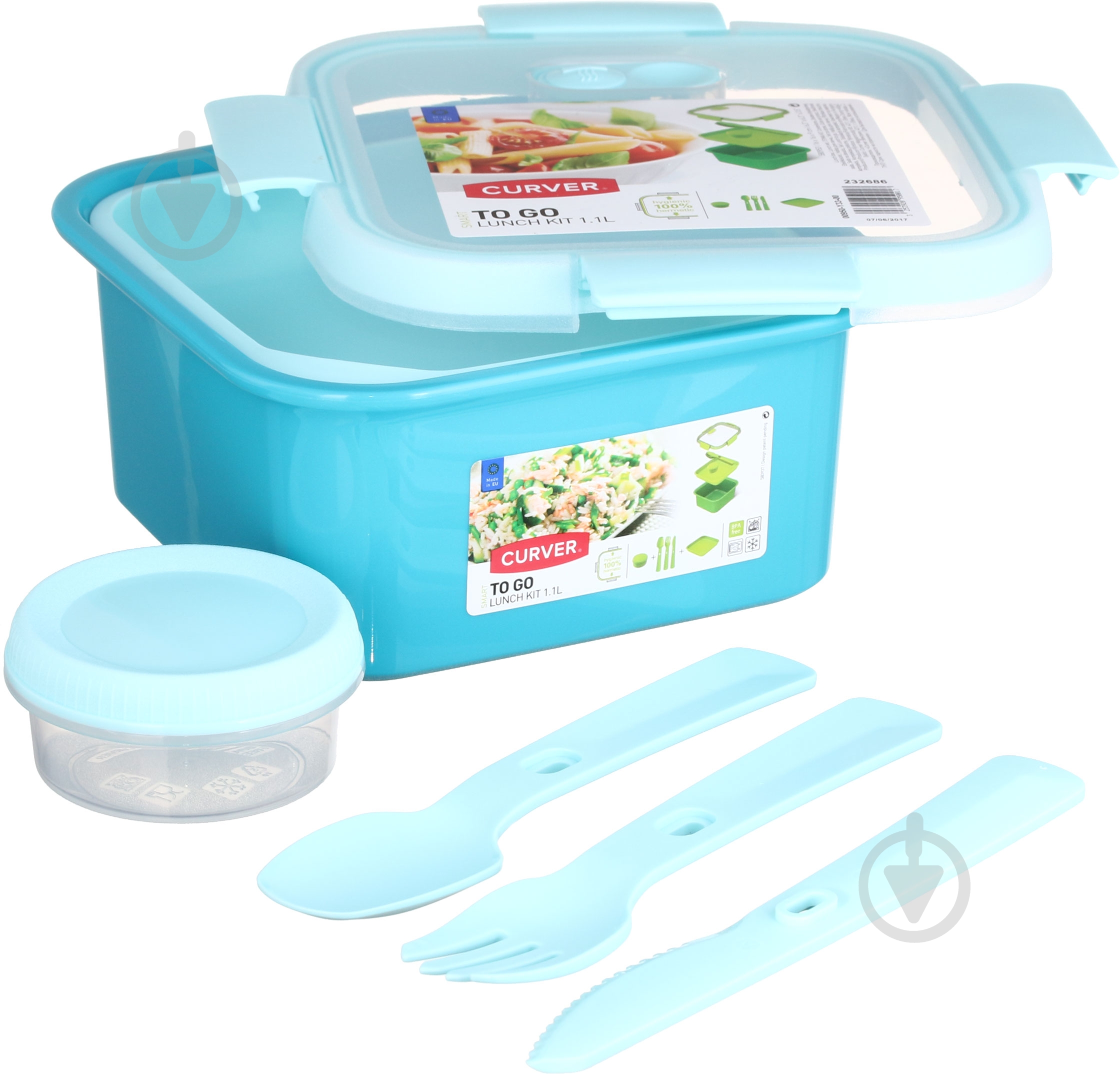 Контейнер із кришкою Curver To Go Lunch Kit 1,1 л блакитний - фото 3