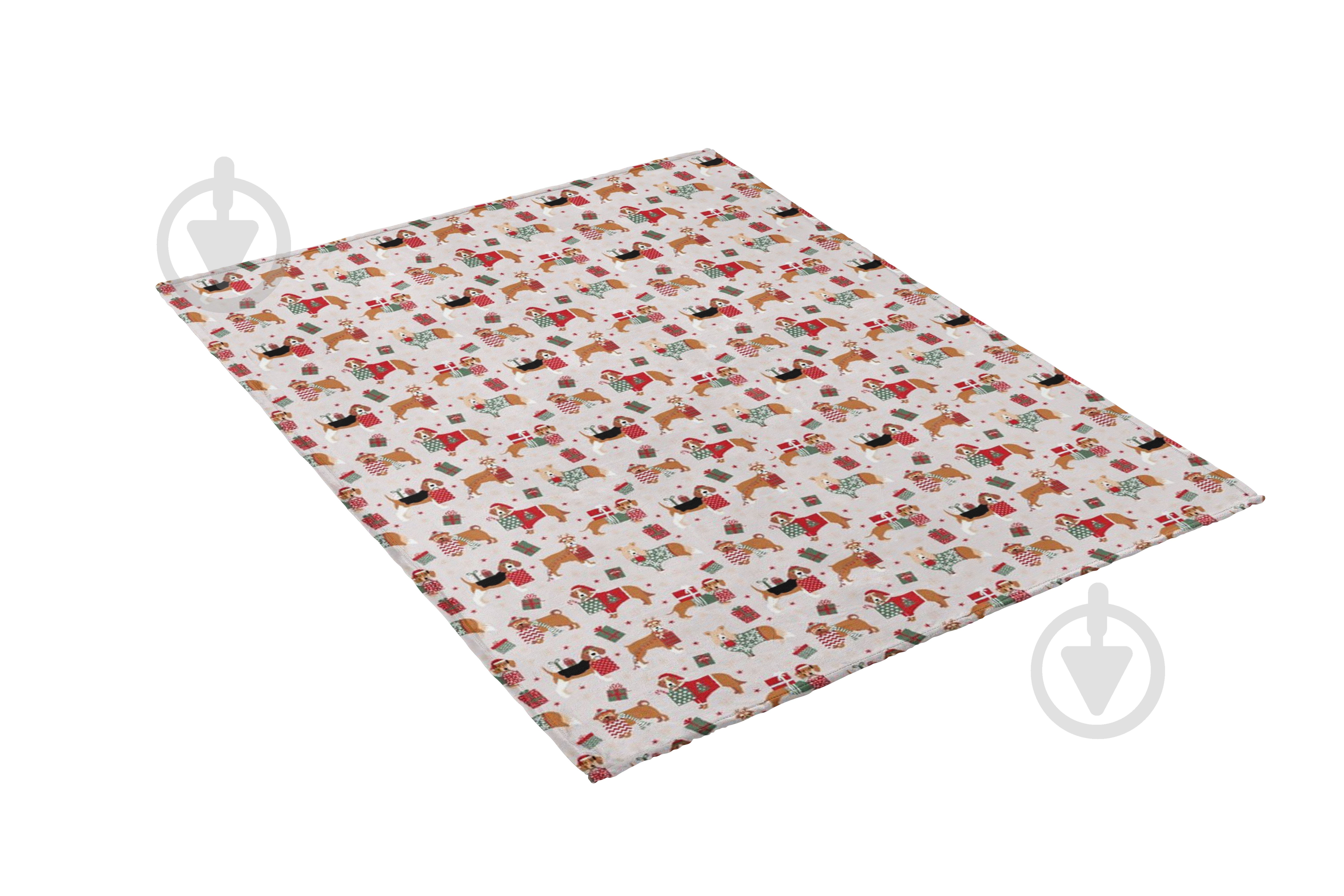 Плед флисовый Christmas Dogs 160x200 см бежевый с красным La Nuit - фото 2