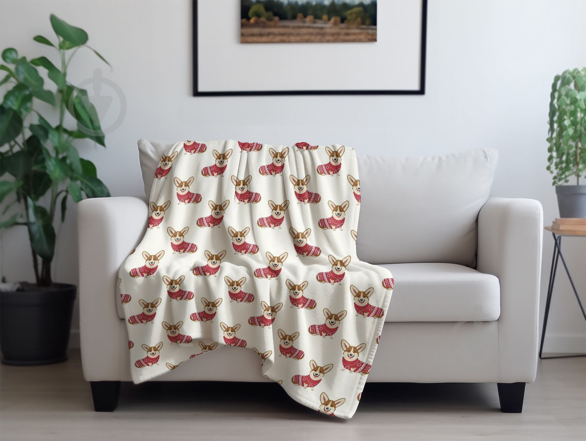 Плед флісовий New Year's Corgi 200x220 см бежевий із червоним La Nuit - фото 3 Плед флісовий New Year's Corgi 200x220 см бежевий із червоним La Nuit - фото 3