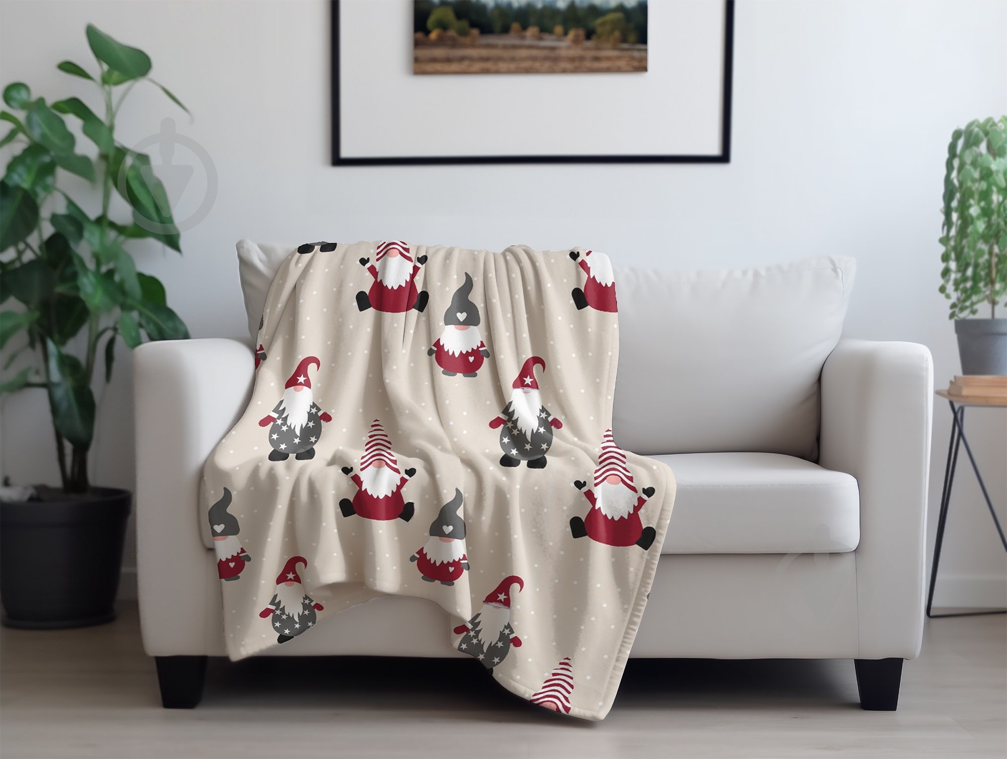 Плед флисовый Christmas Gnome 200x220 см бежевый с красным La Nuit - фото 3 Плед флисовый Christmas Gnome 200x220 см бежевый с красным La Nuit - фото 3