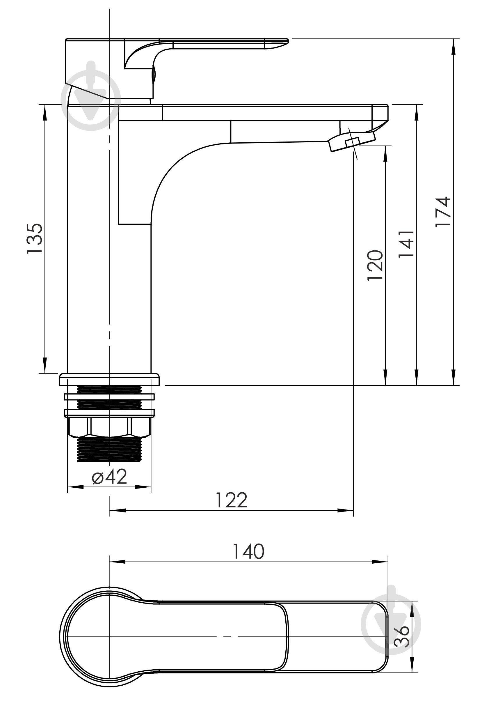 Змішувач для умивальника RJ INA, хром, 35 мм - фото 2 Змішувач для умивальника RJ INA, хром, 35 мм - фото 2