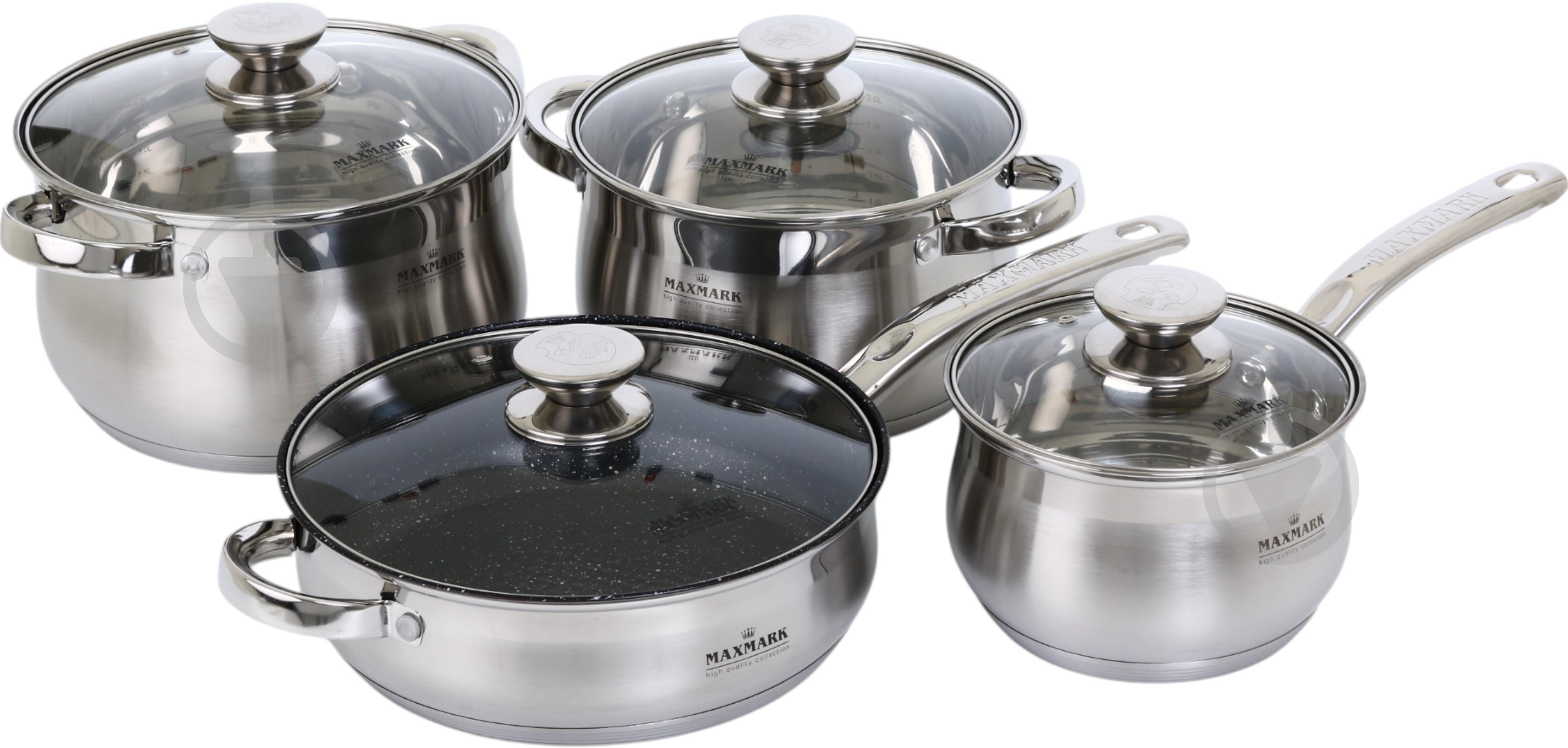 Набір каструль Maxmark 8 предметів MK-BL2608Y - фото 1 Набір каструль Maxmark 8 предметів MK-BL2608Y - фото 1