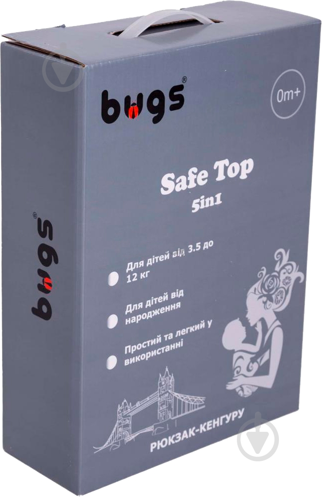 Рюкзак-кенгуру 5 в 1 Safe Top черный Bugs - фото 5 Рюкзак-кенгуру 5 в 1 Safe Top черный Bugs - фото 5