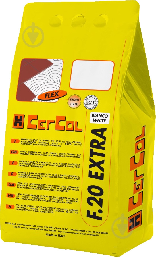 Клей для плитки Cercol F.20 Extra белый 5 кг - фото 1