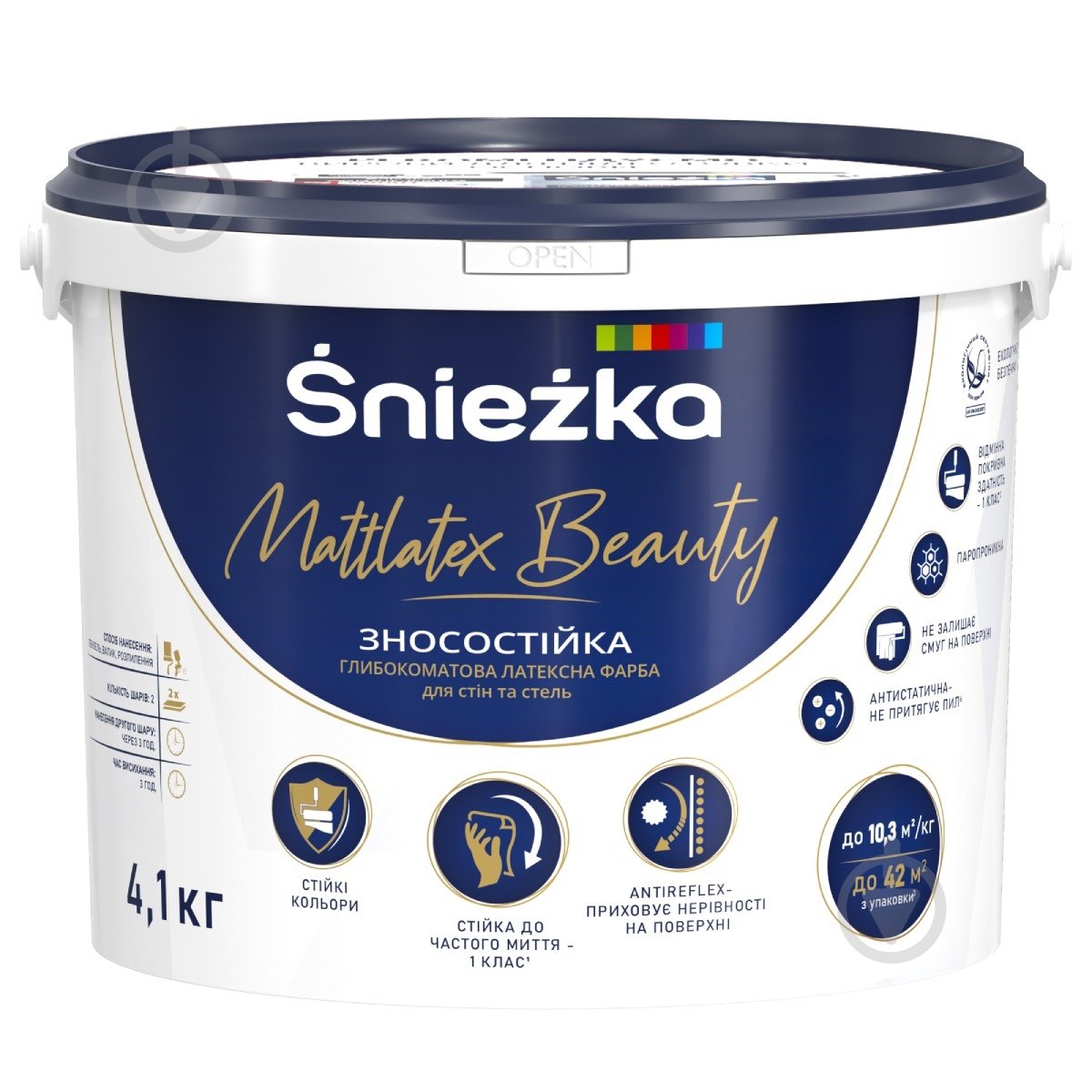Фарба латексна водоемульсійна Sniezka Mattlatex Beauty глибокий мат білий 3 л 4,1 кг - фото 1