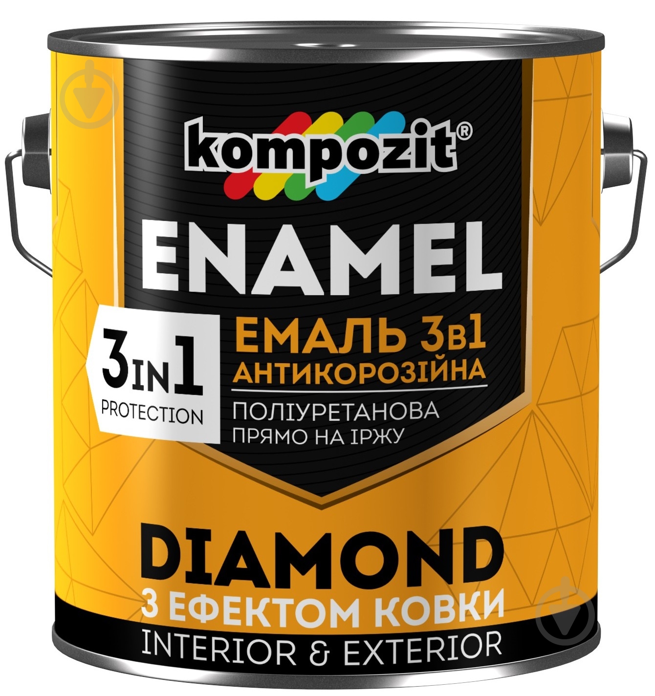 Эмаль Kompozit антикоррозионная 3 в 1 DIAMOND серебристый металлический 2,5 л - фото 1