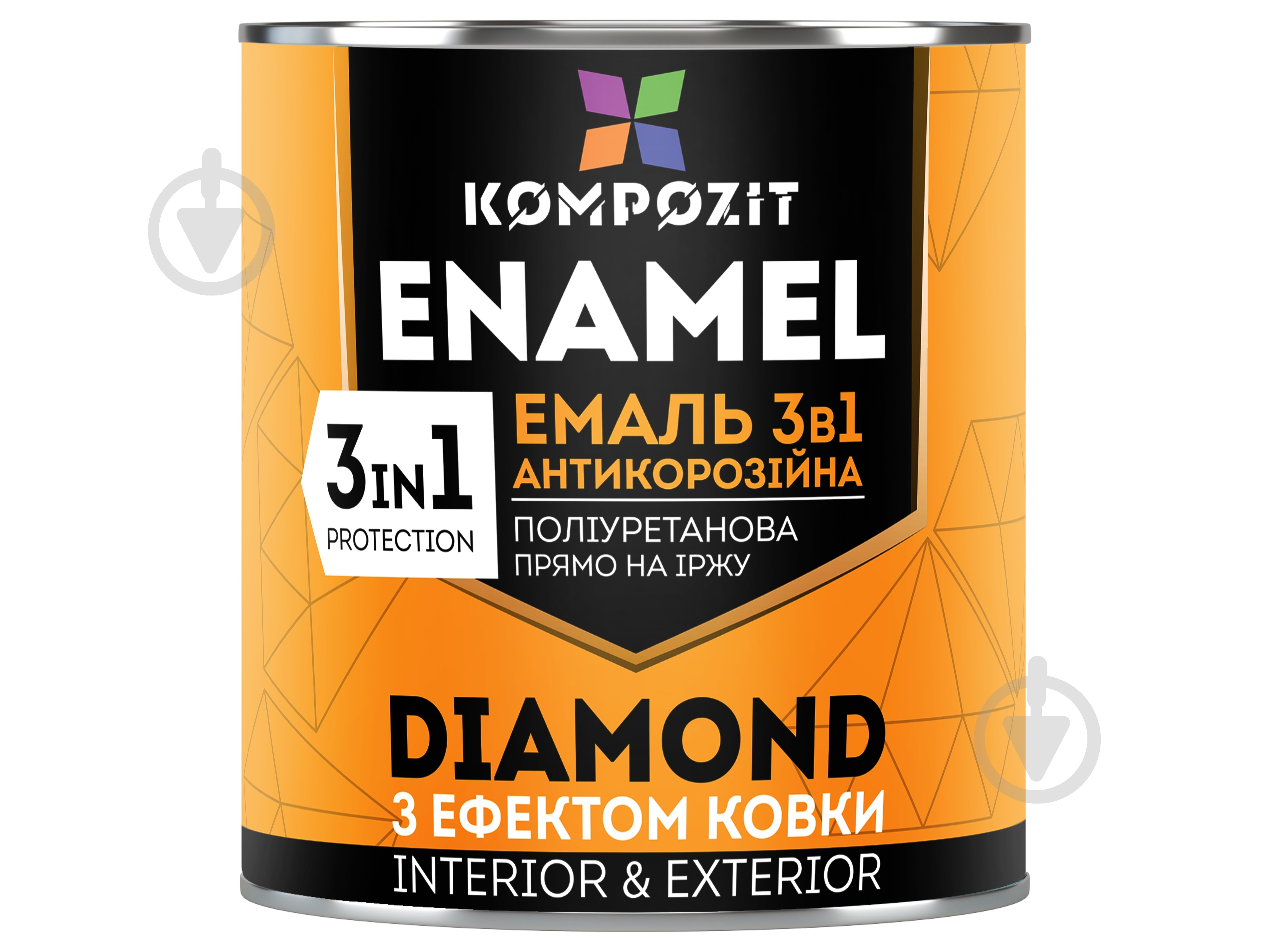 Эмаль Kompozit антикоррозионная 3 в 1 DIAMOND серебристый металлический 0,65 л - фото 1