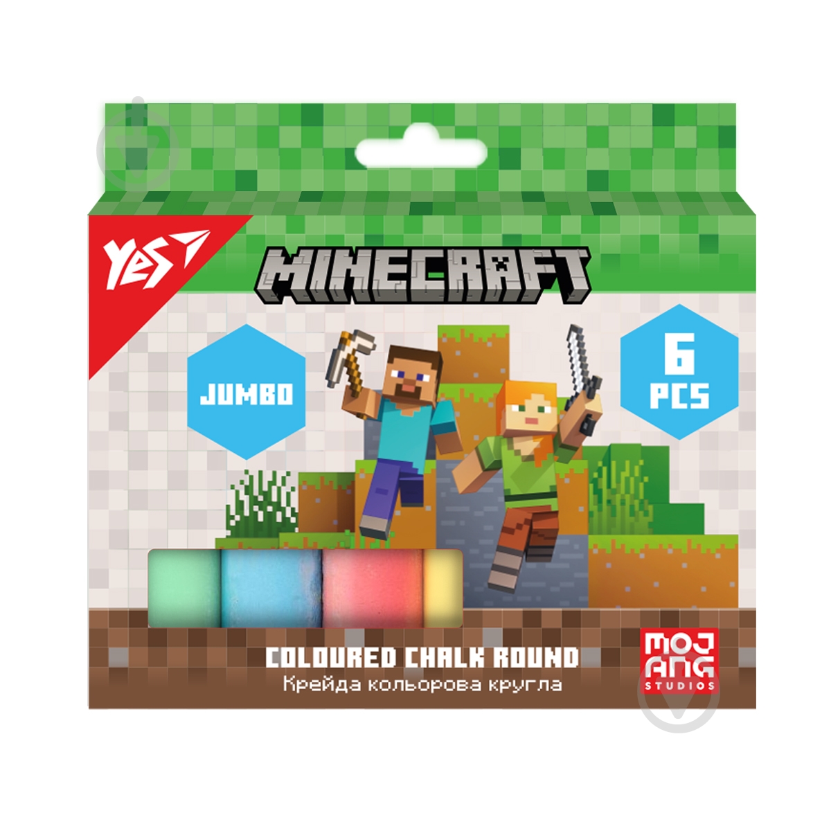 Крейда кольорова Minecraft JUMBO 6 шт. 400558 YES - фото 1