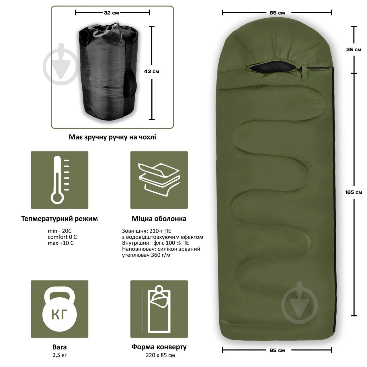 Спальный мешок GF Champion с капюшоном "Great XL" флисовая подкладка, 195*85см, (min -20°C / 0°C / max 10°C) - фото 2 Спальный мешок GF Champion с капюшоном "Great XL" флисовая подкладка, 195*85см, (min -20°C / 0°C / max 10°C) - фото 2