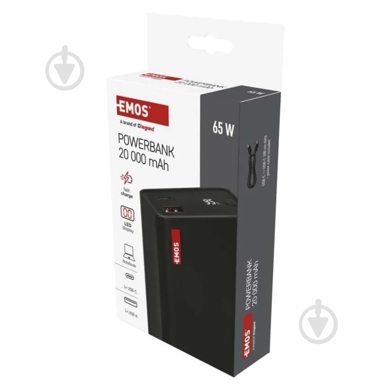 Повербанк Emos 20000 mAh black (B0560B) 65 W PD - фото 5
