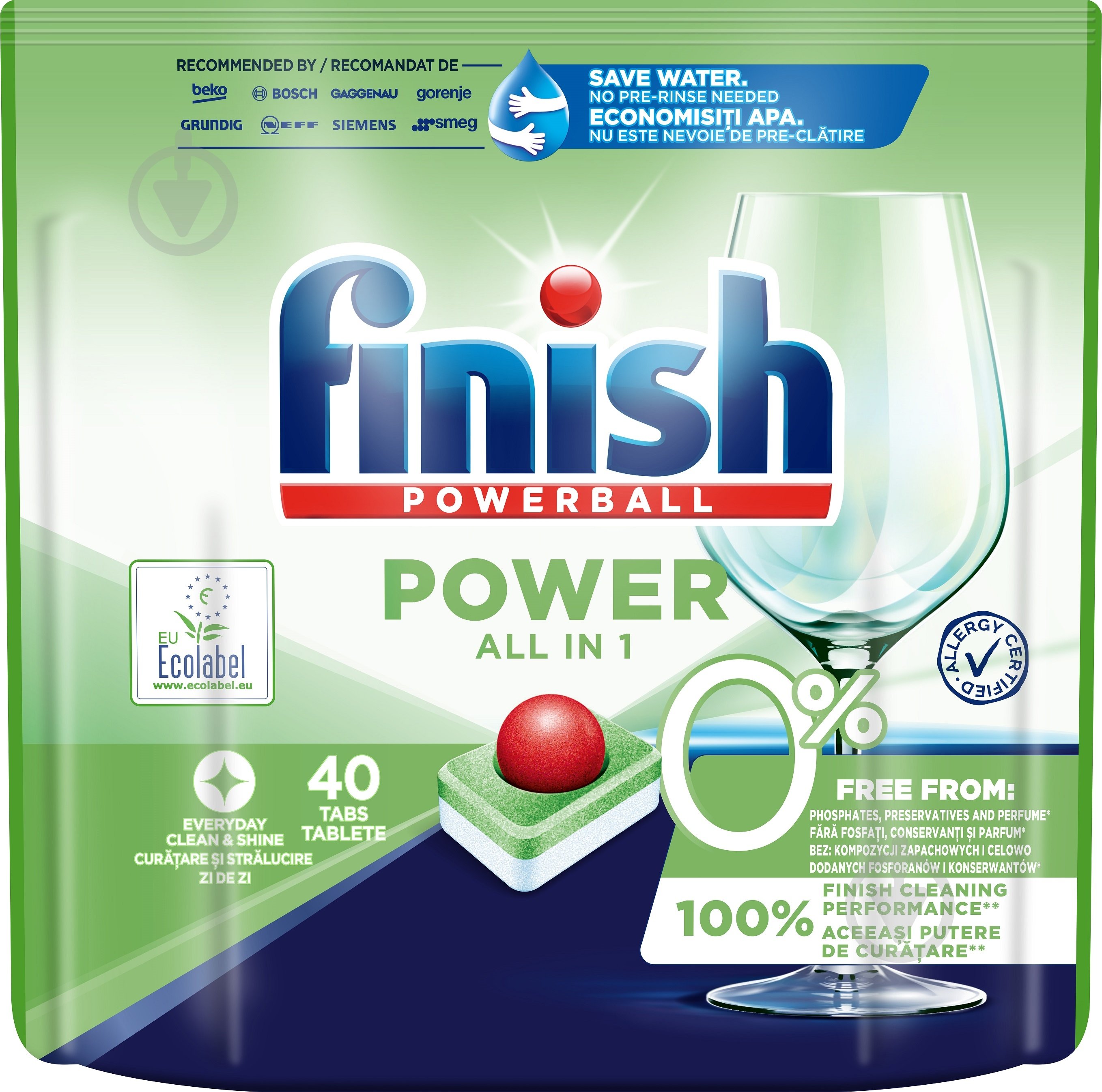 Таблетки для посудомийних машин Finish AiO Еко сегмент 40 шт. - фото 1