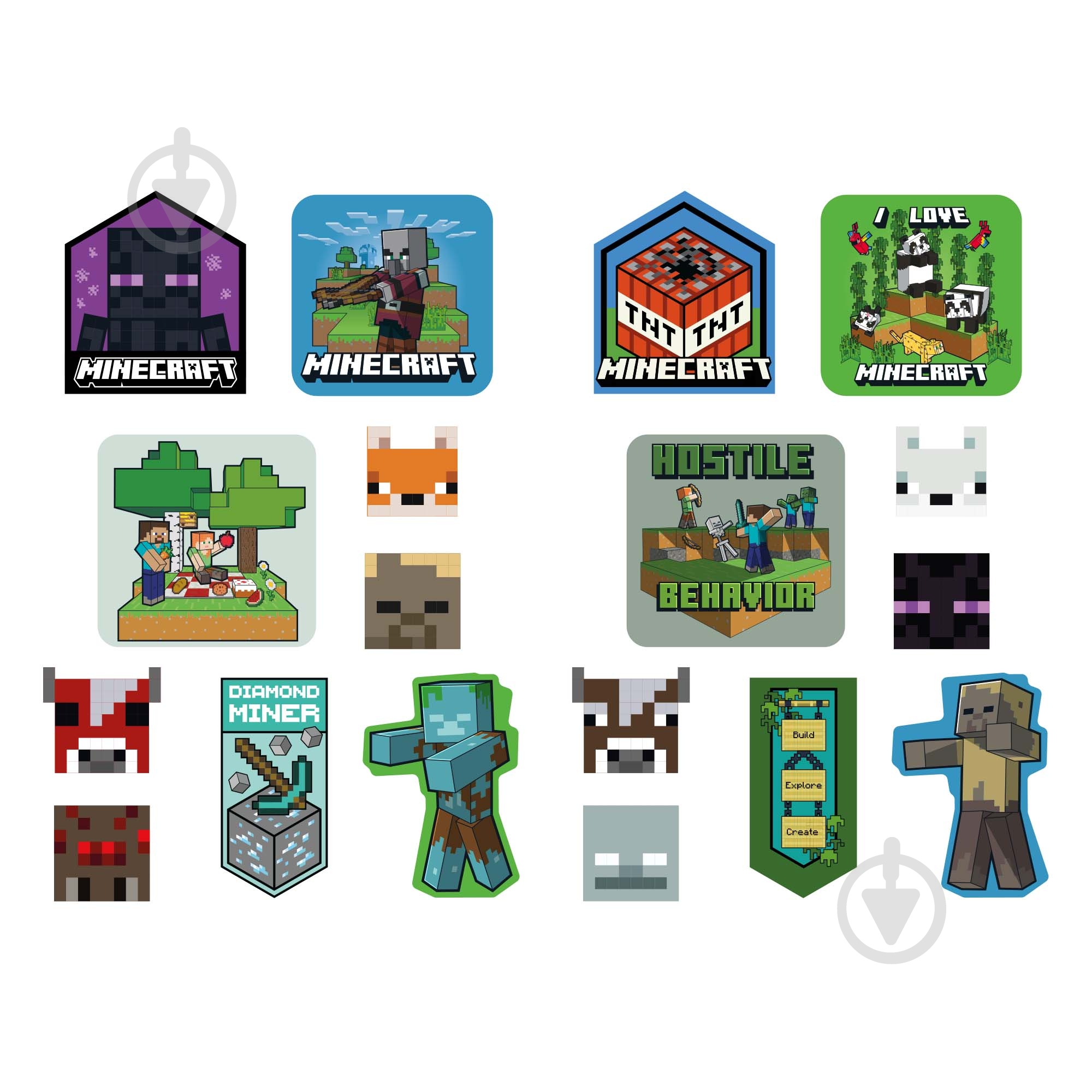 Набор наклеек YES 2D Minecraft Characters 708531 - фото 2