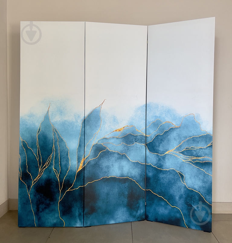 Ширма интерьерная Абстракция голубая,150х160 см - фото 2
