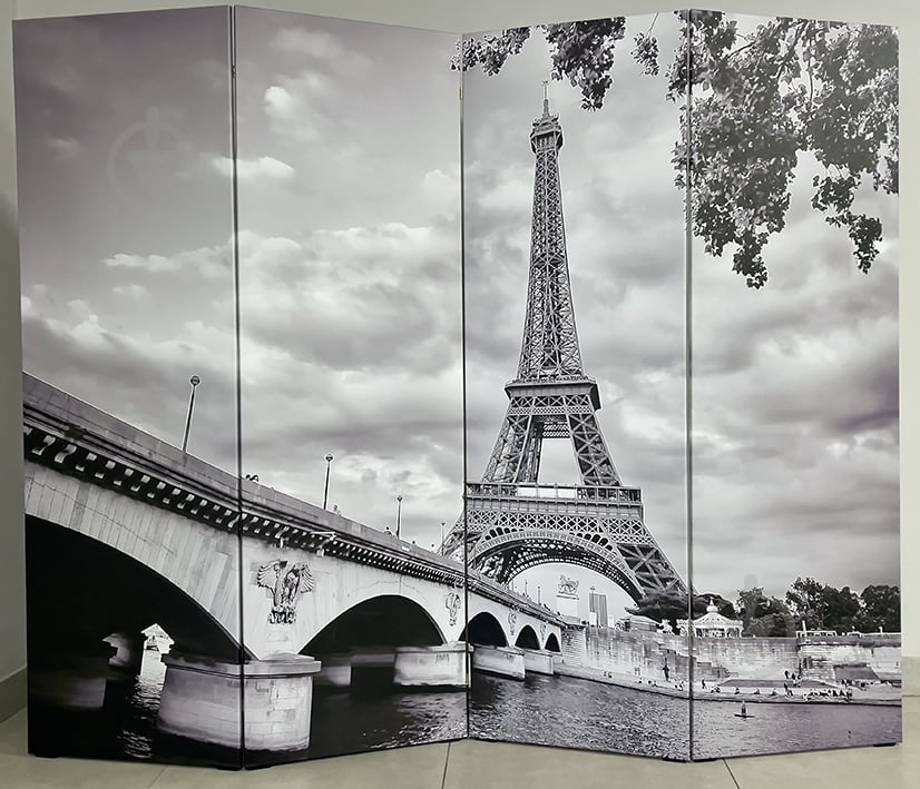 Ширма интерьерная Париж ч/б ,200х160 см,4 секции - фото 1