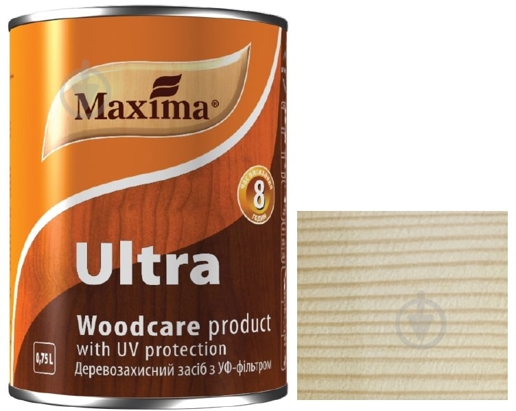 Декоративное и защитное средство для древесины Maxima Ultra бесцветный глянец 0,75 л - фото 1