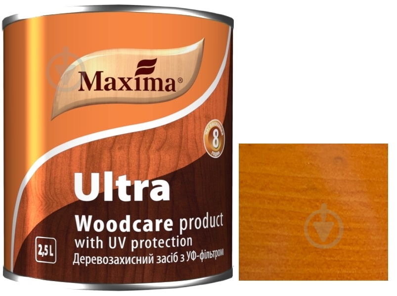 Декоративное и защитное средство для древесины Maxima Ultra осенний клен глянец 2,5 л - фото 1
