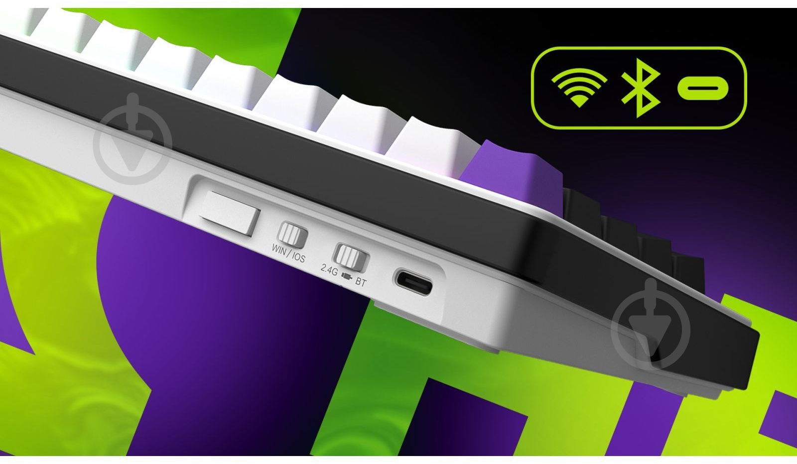 Клавиатура игровая Hator Hellyberry HK60 Wireless (67575) white/violet - фото 7 Клавиатура игровая Hator Hellyberry HK60 Wireless (67575) white/violet - фото 7