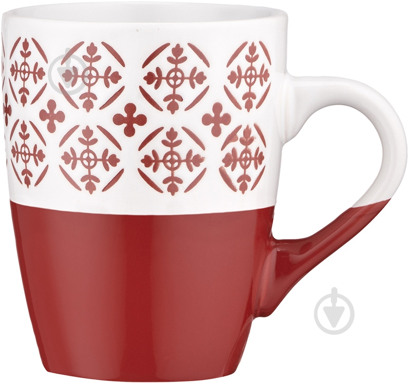Чашка ARDESTO Ornament 320 мл красно-белая AR3045R - фото 1