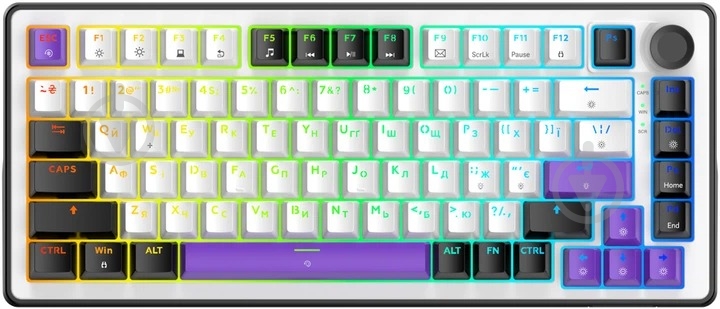 Клавиатура игровая Hator Hellyberry HK75 (67577) white/violet - фото 1